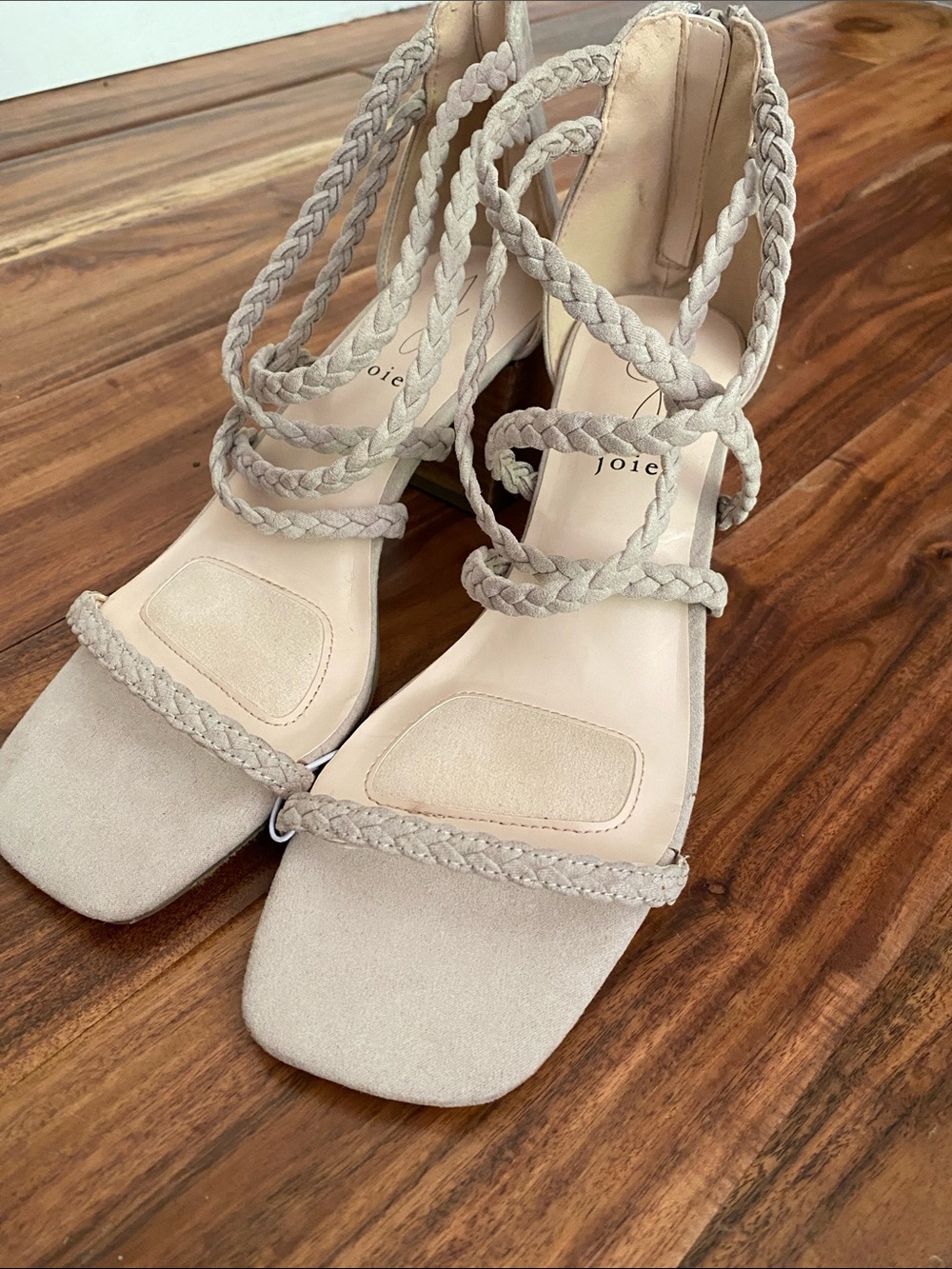 New Joie Beige Braided Strappy Sandals